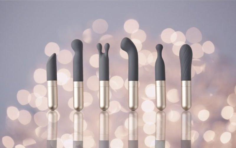 Collection of luxury grey vibrators with gold bases, designed for women, showcasing some of the best woman sex toys.